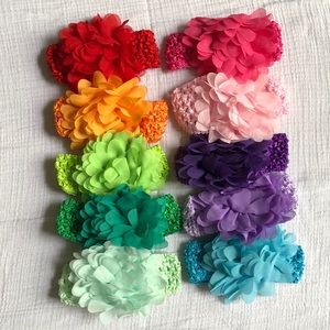 Never been worn assorted color flower headbands
